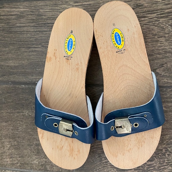 Dr. Scholl’s Vintage Leather Wooden Sandals Exercise Shoes Made in Italy - Picture 2 of 12